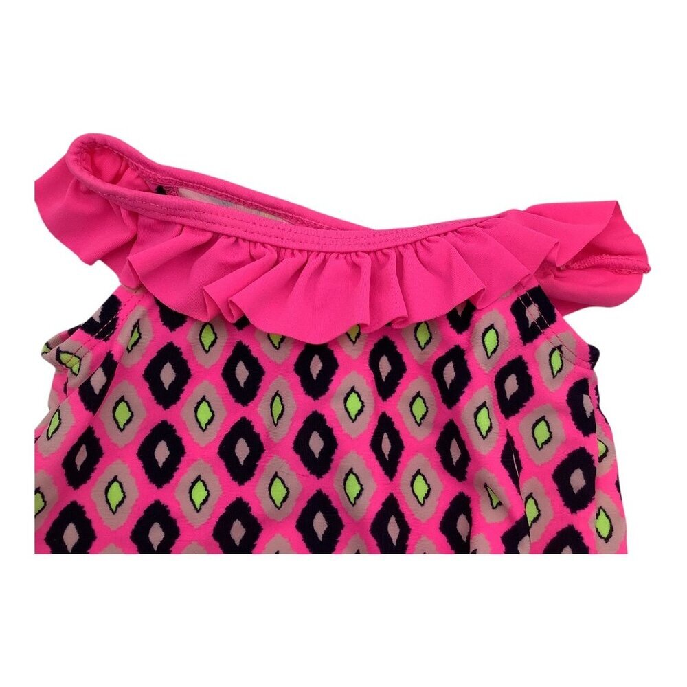 Child‎ Of Mine Baby Girl Swimsuit 3-6M 2 Pc Pink Diamond Print With Ruffle Trim - Picture 11 of 11